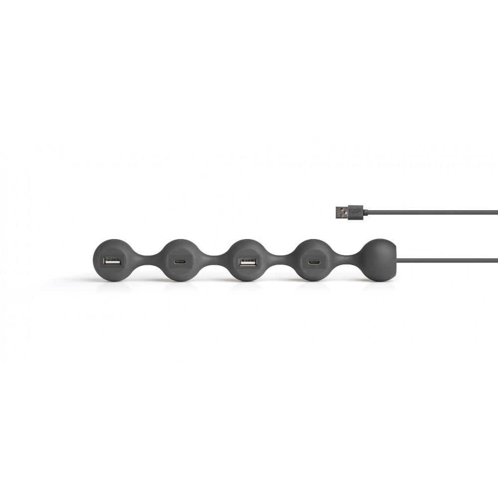 USB Hub LEXON με 2 θύρες USB & 2 θύρες USB-C - Ανθρακί
