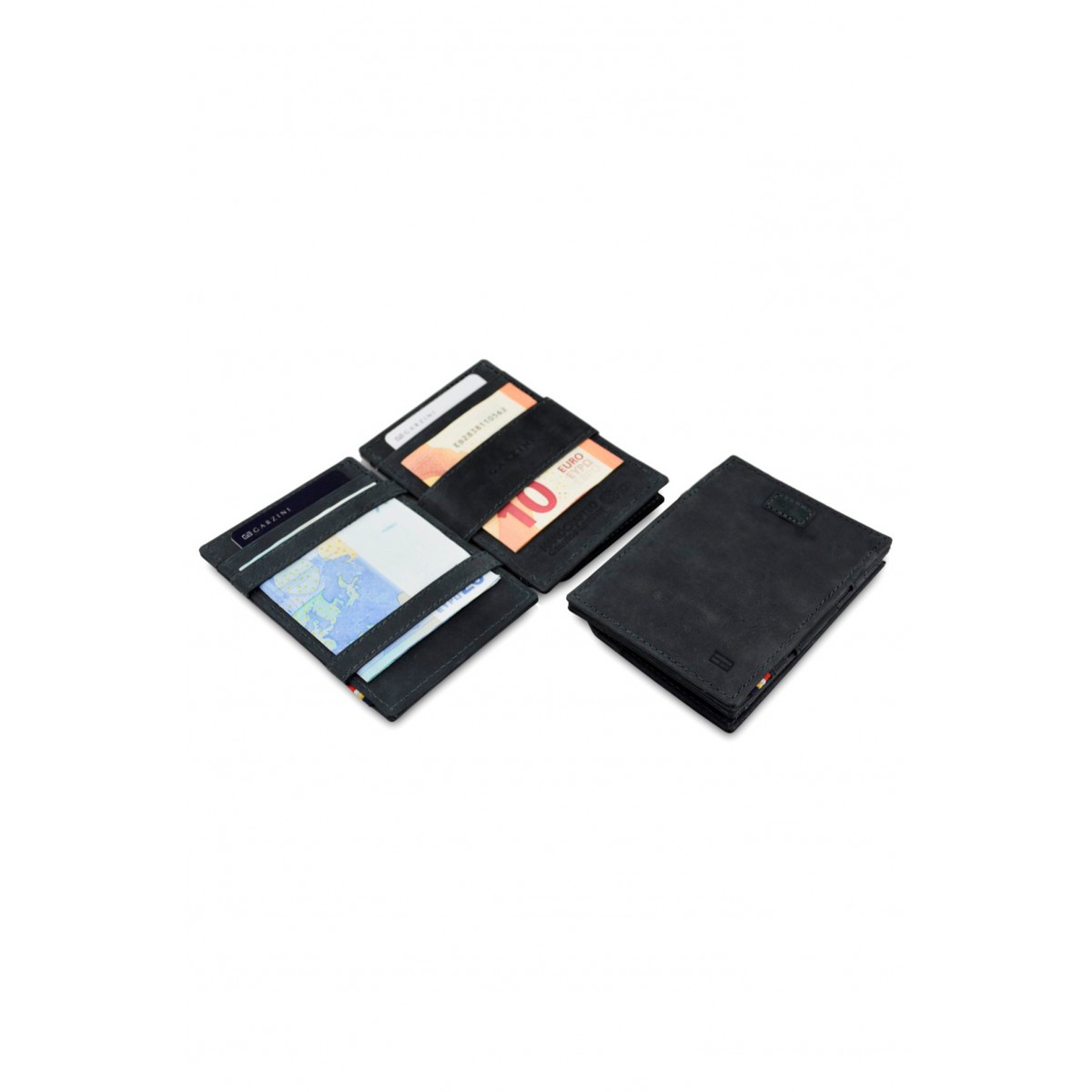 Garzini Cavare Coin Pocket Wallet - Vintage - Μαύρο 'Ανθρακα (Carbon Black)