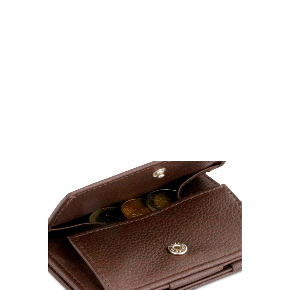 Garzini Cavare Coin Pocket Wallet - Nappa - Καφέ Σοκολατί (Chocolate Brown)