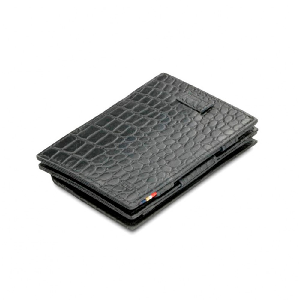 Garzini Cavare Coin Pocket Wallet - Croco - Μαύρο