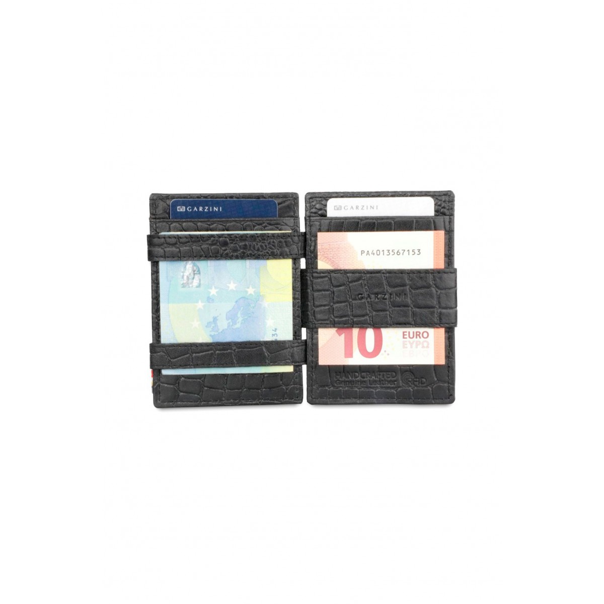 Garzini Cavare Coin Pocket Wallet - Croco - Μαύρο