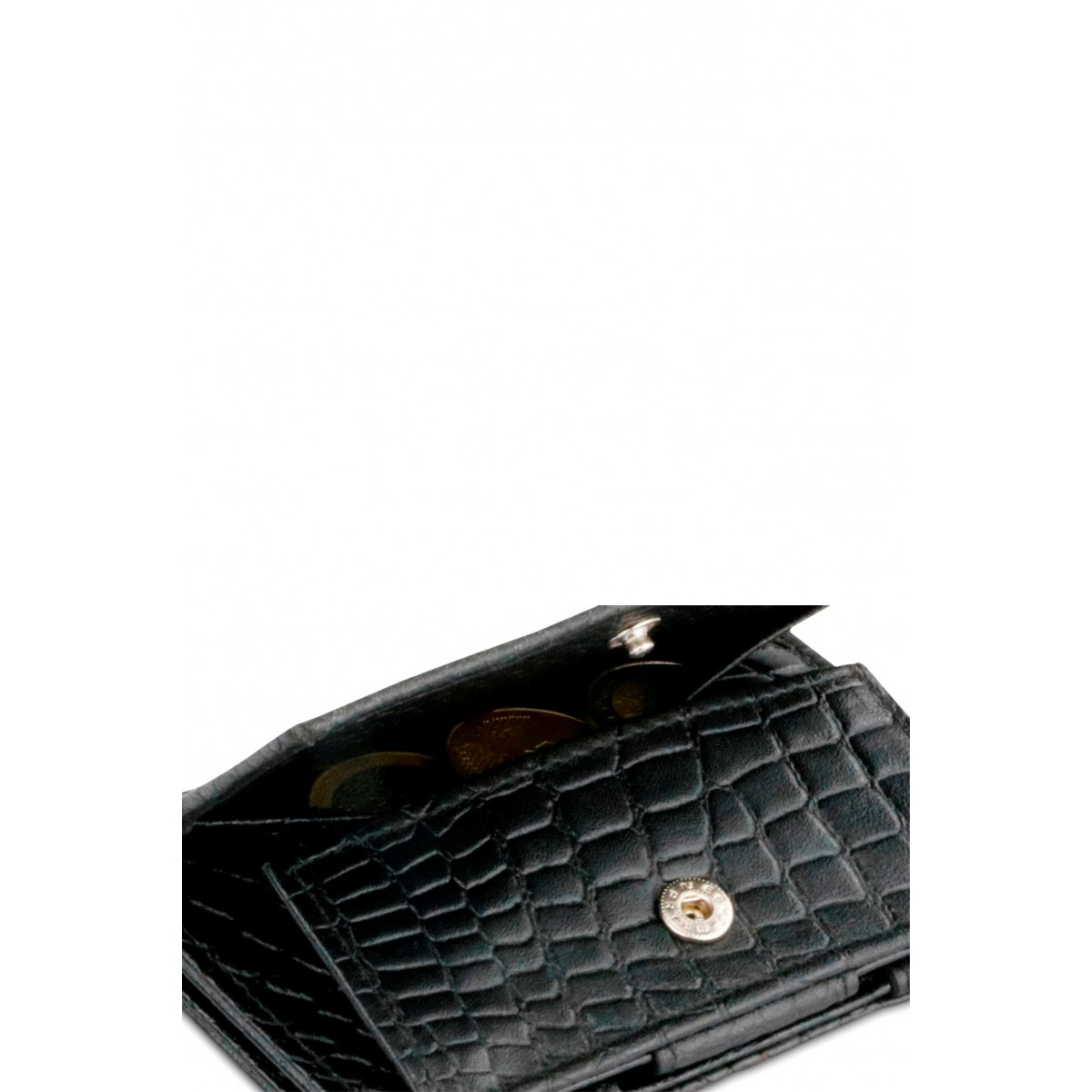 Garzini Cavare Coin Pocket Wallet - Croco - Μαύρο