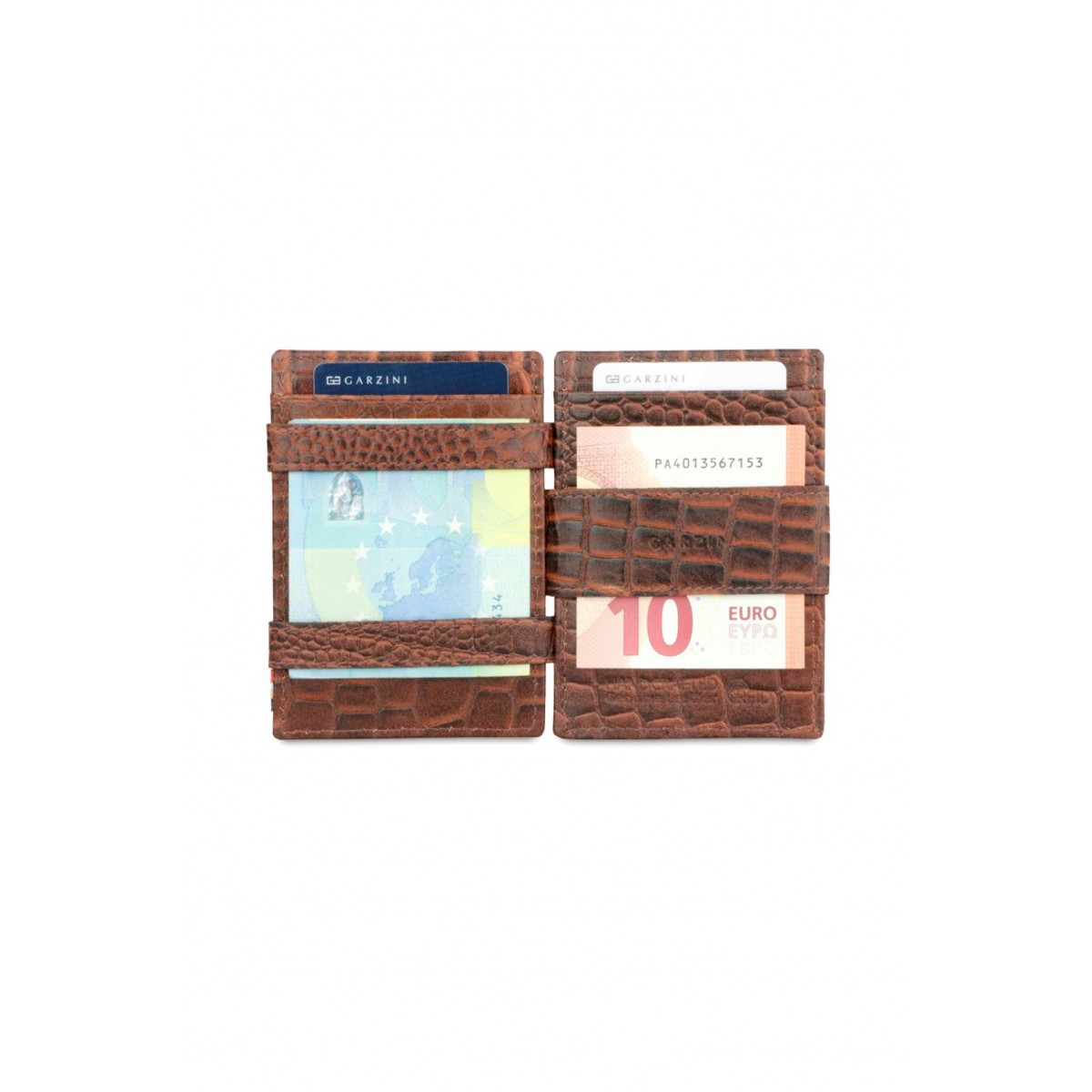 Garzini Cavare Coin Pocket Wallet - Croco - Καφέ