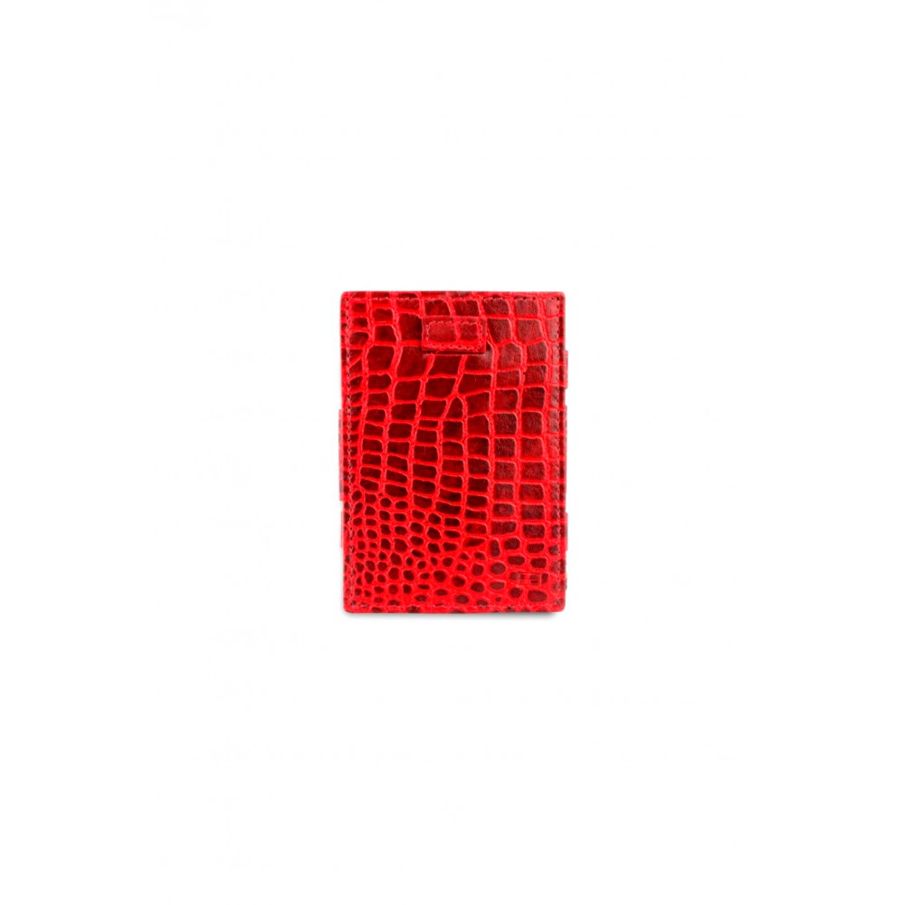 Garzini Cavare Coin Pocket Wallet - Croco - Βυσσινί