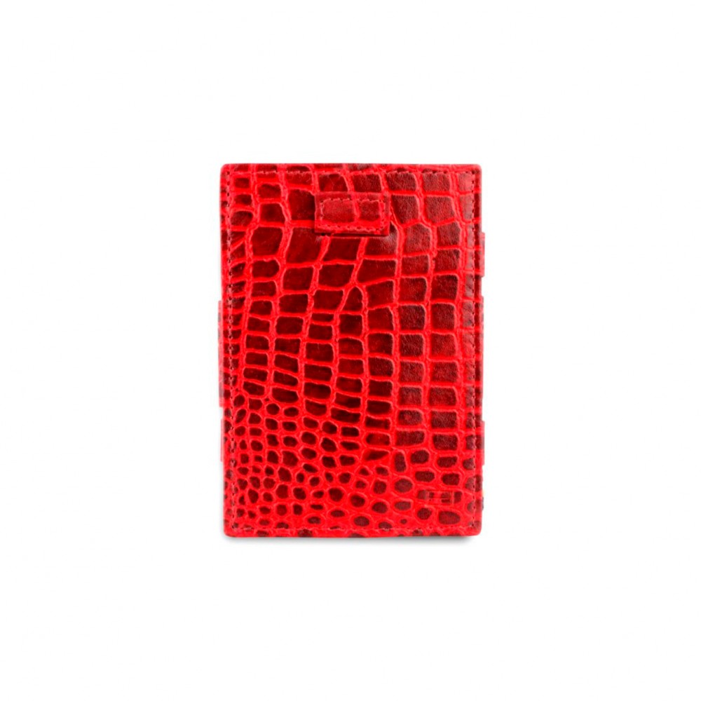 Garzini Cavare Coin Pocket Wallet - Croco - Βυσσινί