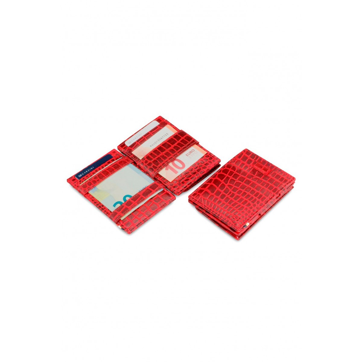 Garzini Cavare Coin Pocket Wallet - Croco - Βυσσινί