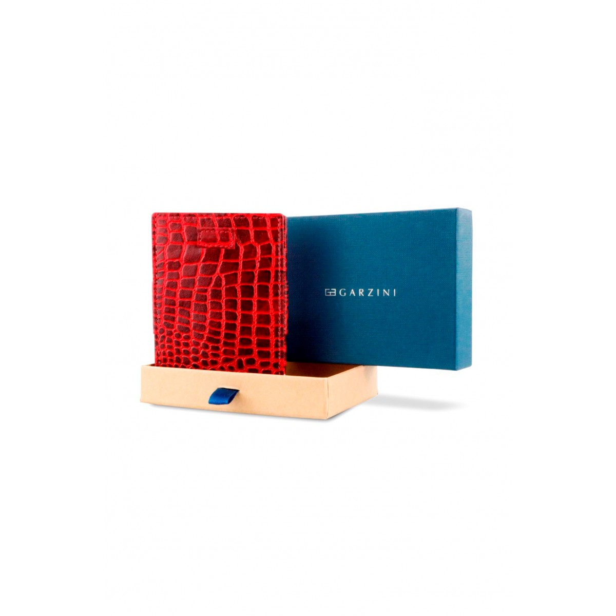 Garzini Cavare Coin Pocket Wallet - Croco - Βυσσινί