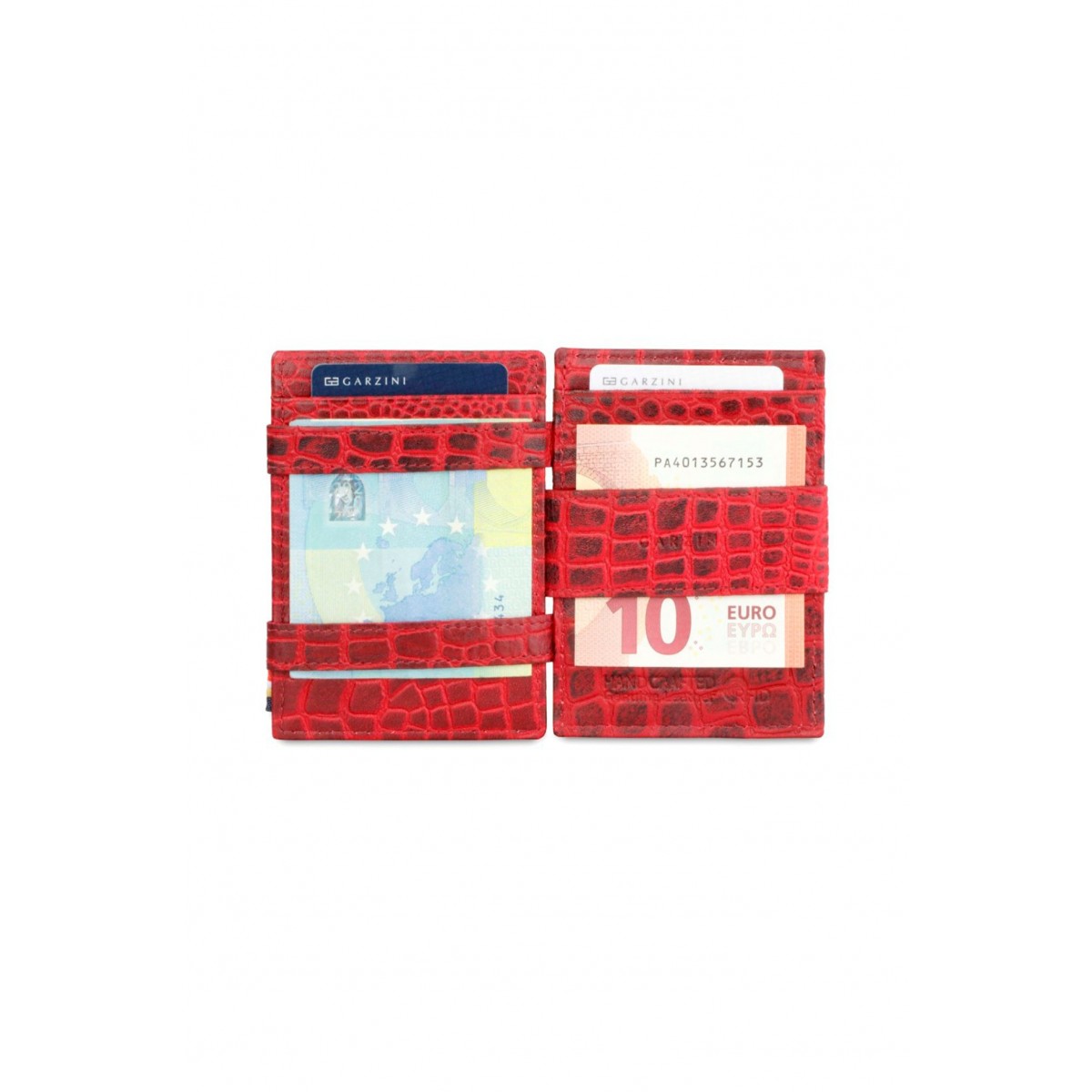 Garzini Cavare Coin Pocket Wallet - Croco - Βυσσινί