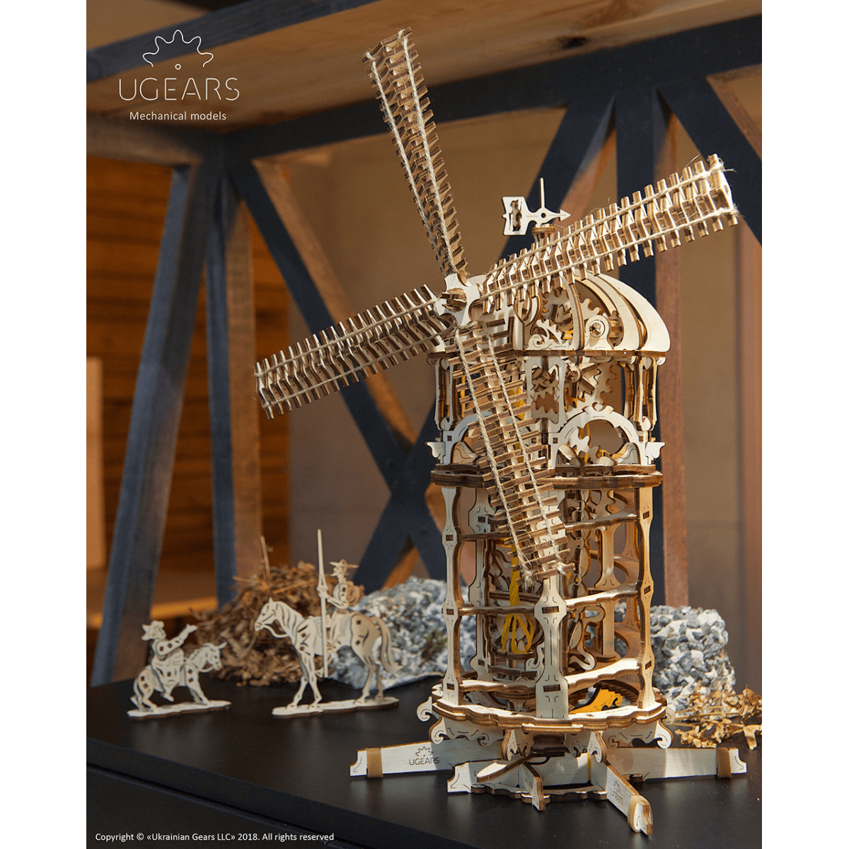 Ugears Ξύλινο Μηχανικό 3D Παζλ - Ανεμόμυλος - 35x48.5x22cm