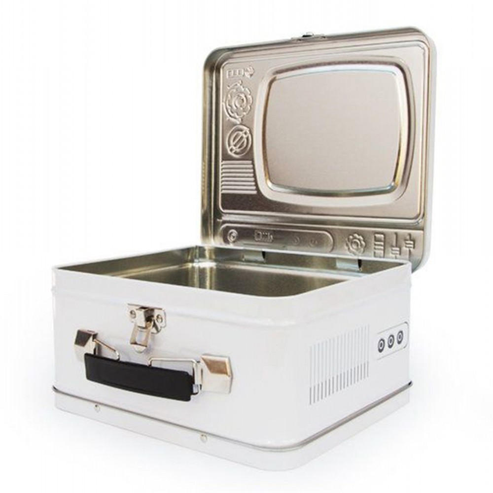 Suck UK Δοχείο Φαγητού Retro TV - Λευκό - 20,5 x 19,5 x 10 cm