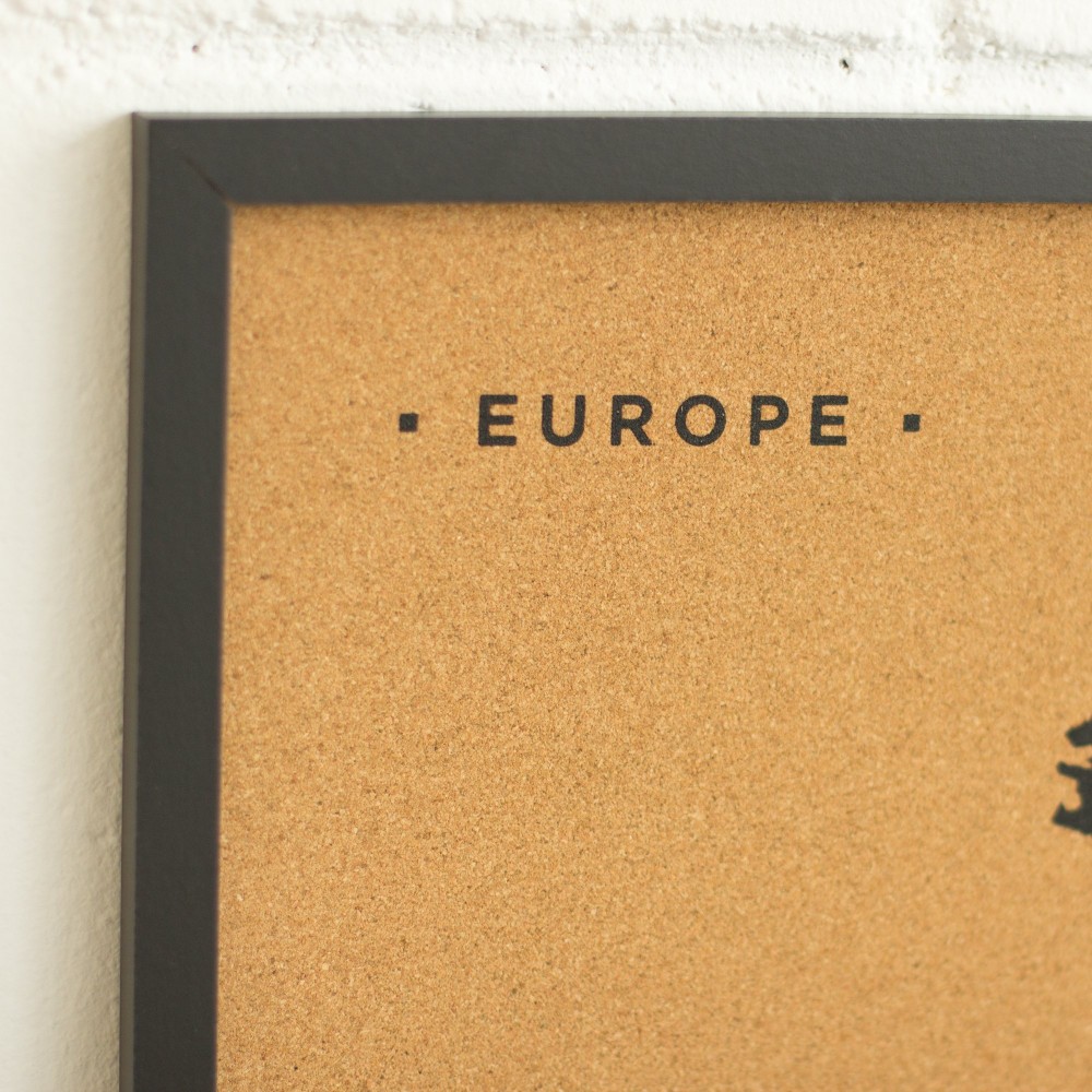 Woody Ευρωπαϊκός χάρτης φελλού - L - Μαύρος - Μαύρο Κάδρο