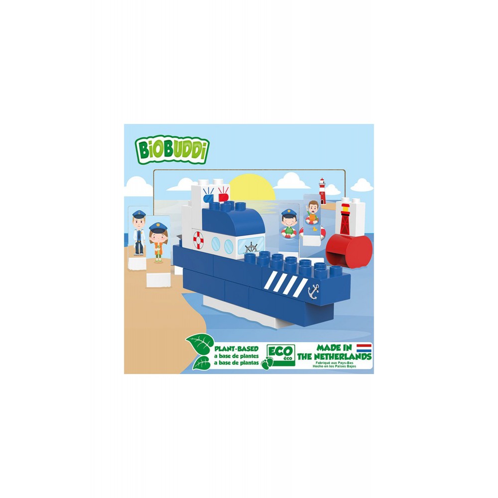 Biobuddi Οικολογικά Παιχνίδια - Τουβλάκια - Αστυνομικό Σκάφος