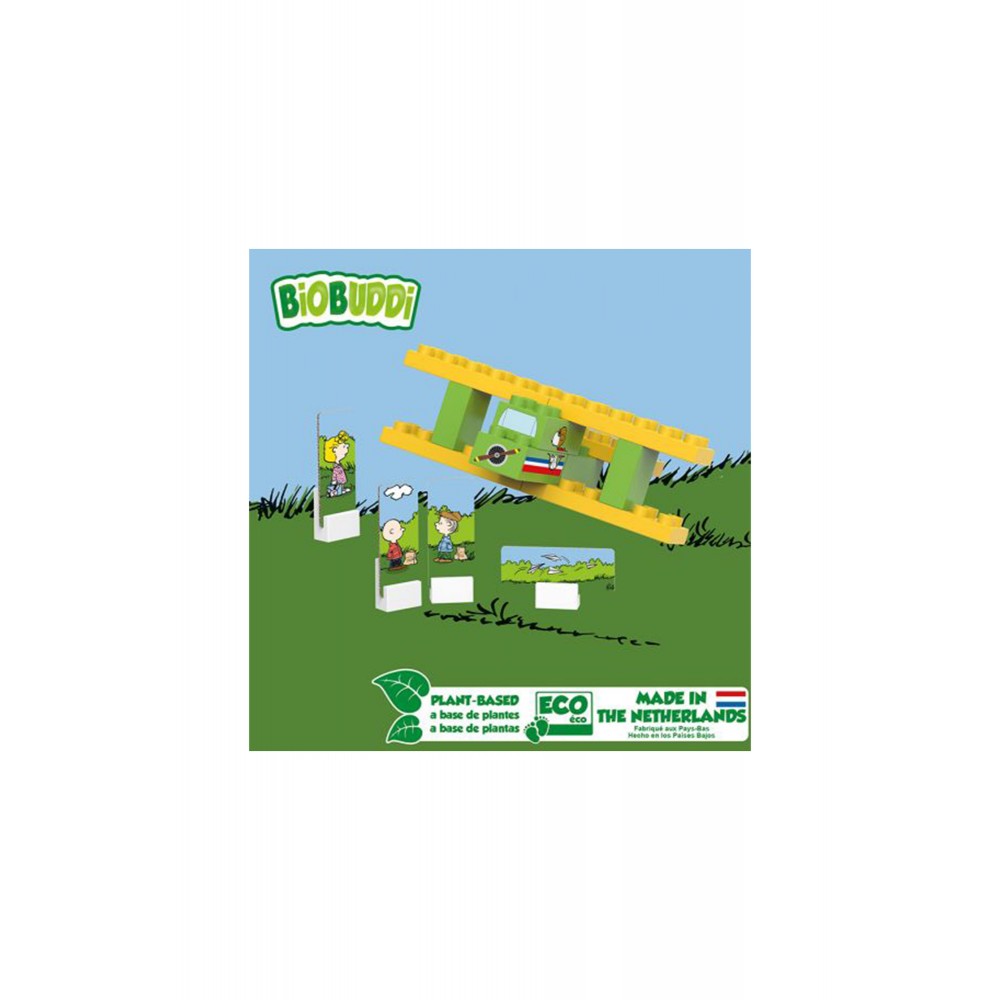 Biobuddi Οικολογικά Παιχνίδια - Τουβλάκια - Peanuts: Ο Σνούπυ οδηγεί αεροπλάνο