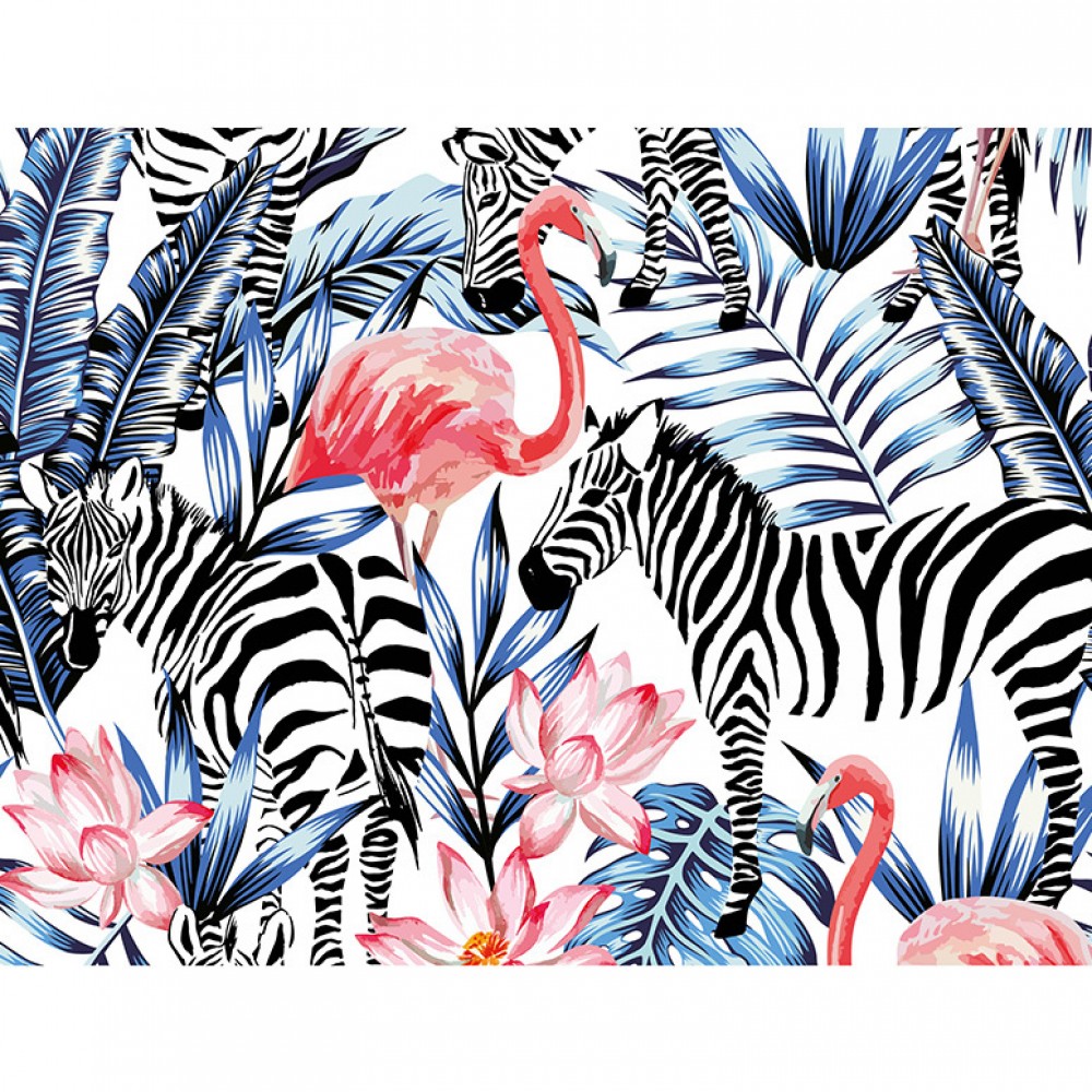 Contento Matteo Σουπλά Βινυλίου 40x30 Flamingo & Zebra