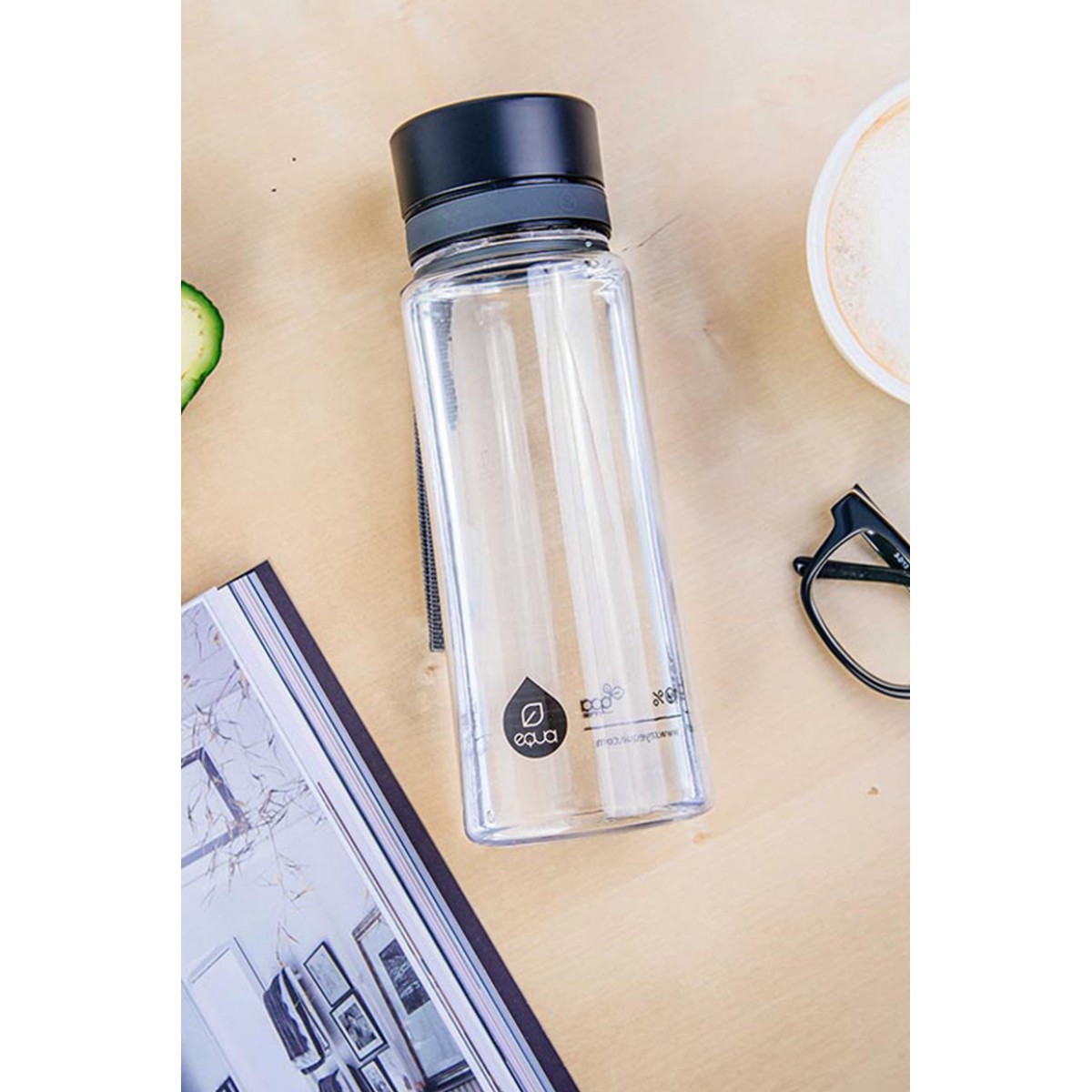 Equa - Plain Black BPA free bottle - 600ml