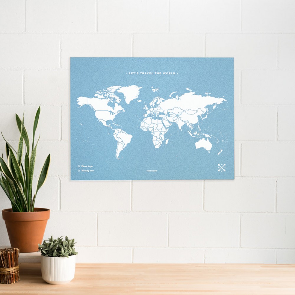Woody Blue Παγκόσμιος χάρτης φελλού - XL