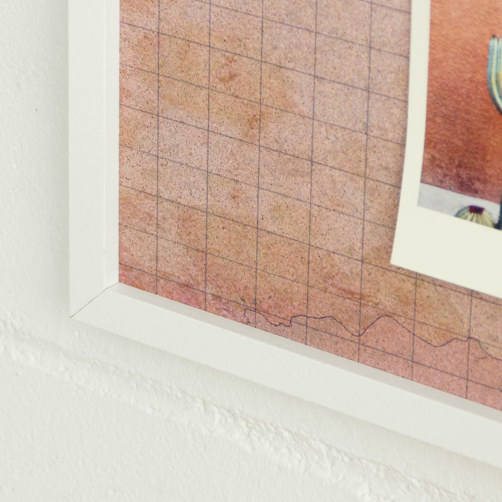 Woody Παγκόσμιος Χάρτης Φελλού με στυλ νερομπογιάς - Dusty Rose - L - Λευκό Κάδρο