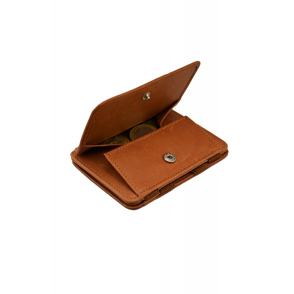 Hunterson Magic Coin Wallet - Δερμάτινο Πορτοφόλι με RFID - Ανοιχτό Καφέ (Κονιάκ)