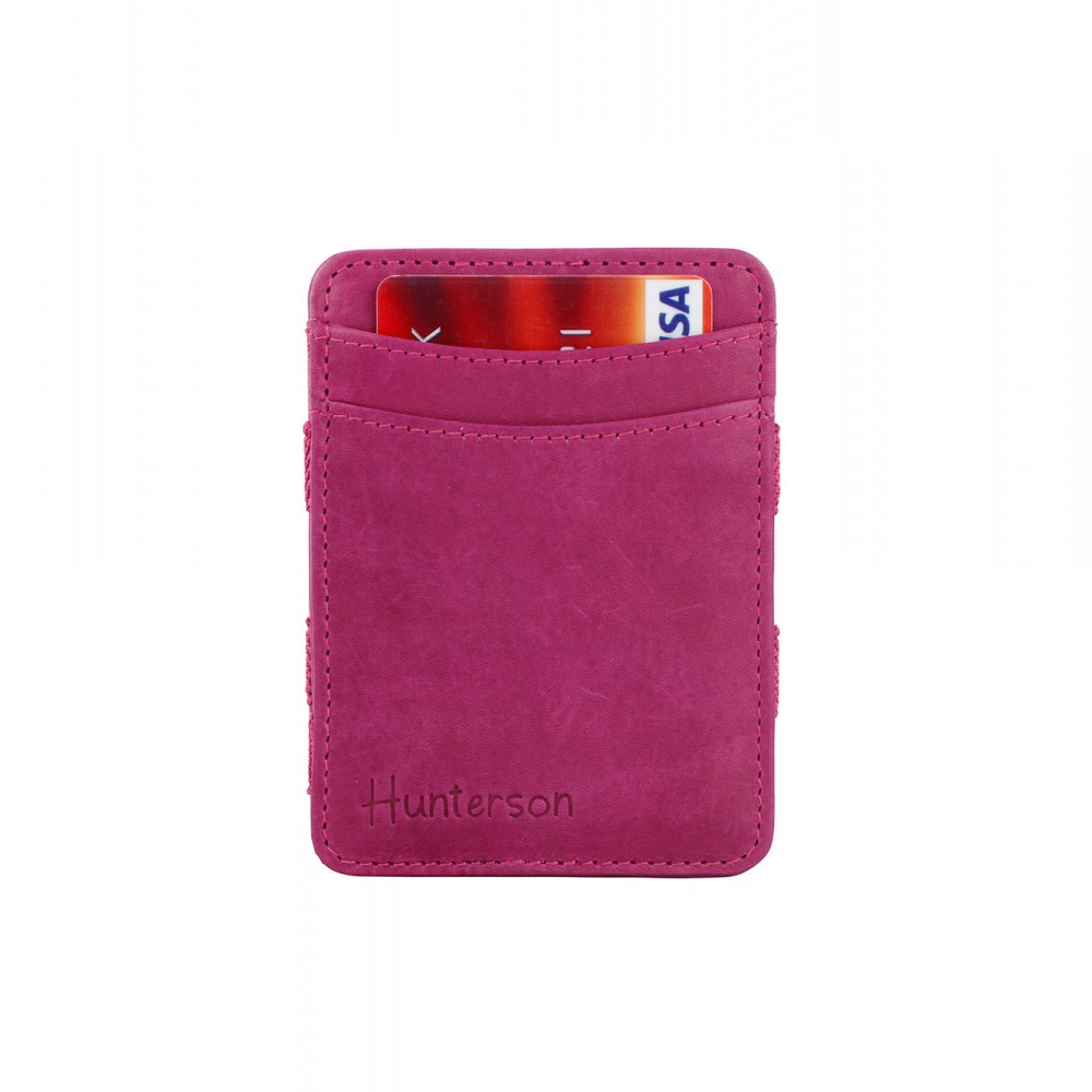 Hunterson Magic Coin Wallet - Δερμάτινο Πορτοφόλι με RFID - Φούξια (Βατόμουρο)