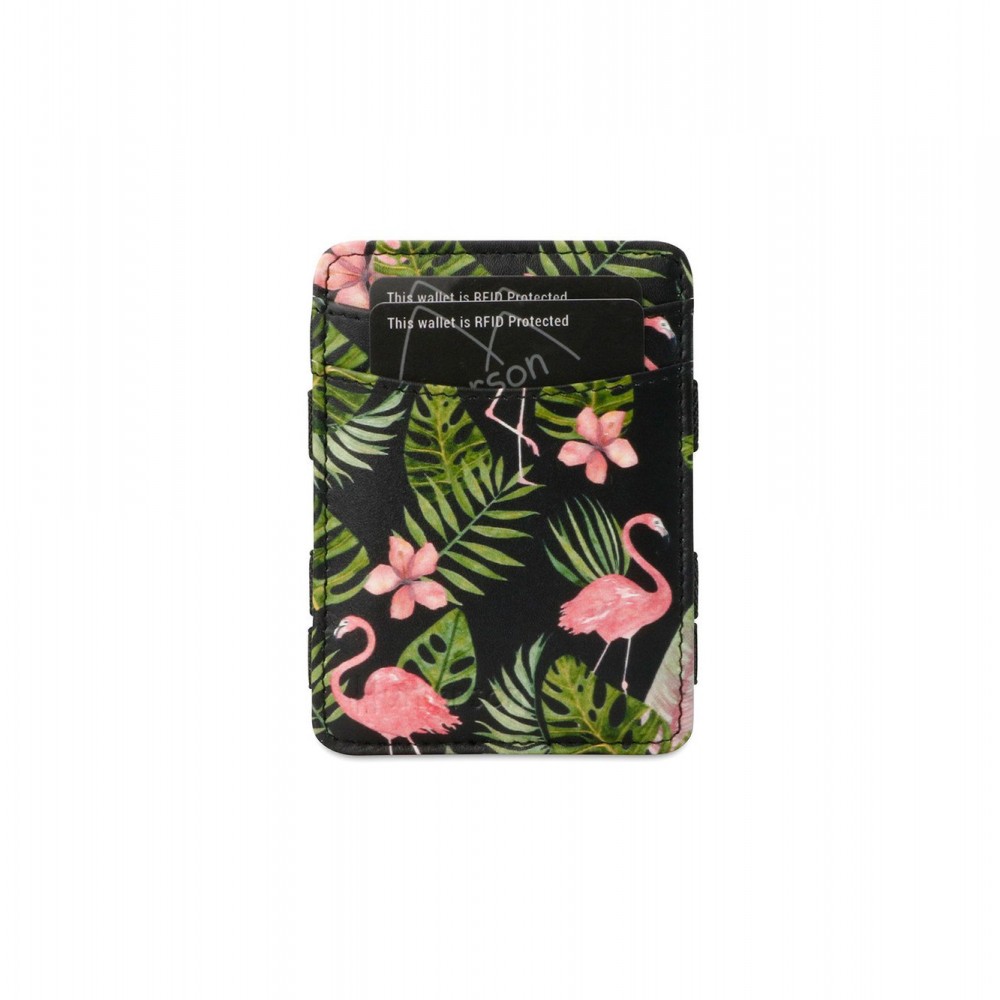 Hunterson Magic Coin Wallet - Δερμάτινο Πορτοφόλι με RFID - Flamingo Print