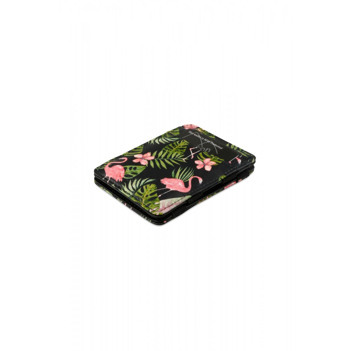 Hunterson Magic Coin Wallet - Δερμάτινο Πορτοφόλι με RFID - Flamingo Print